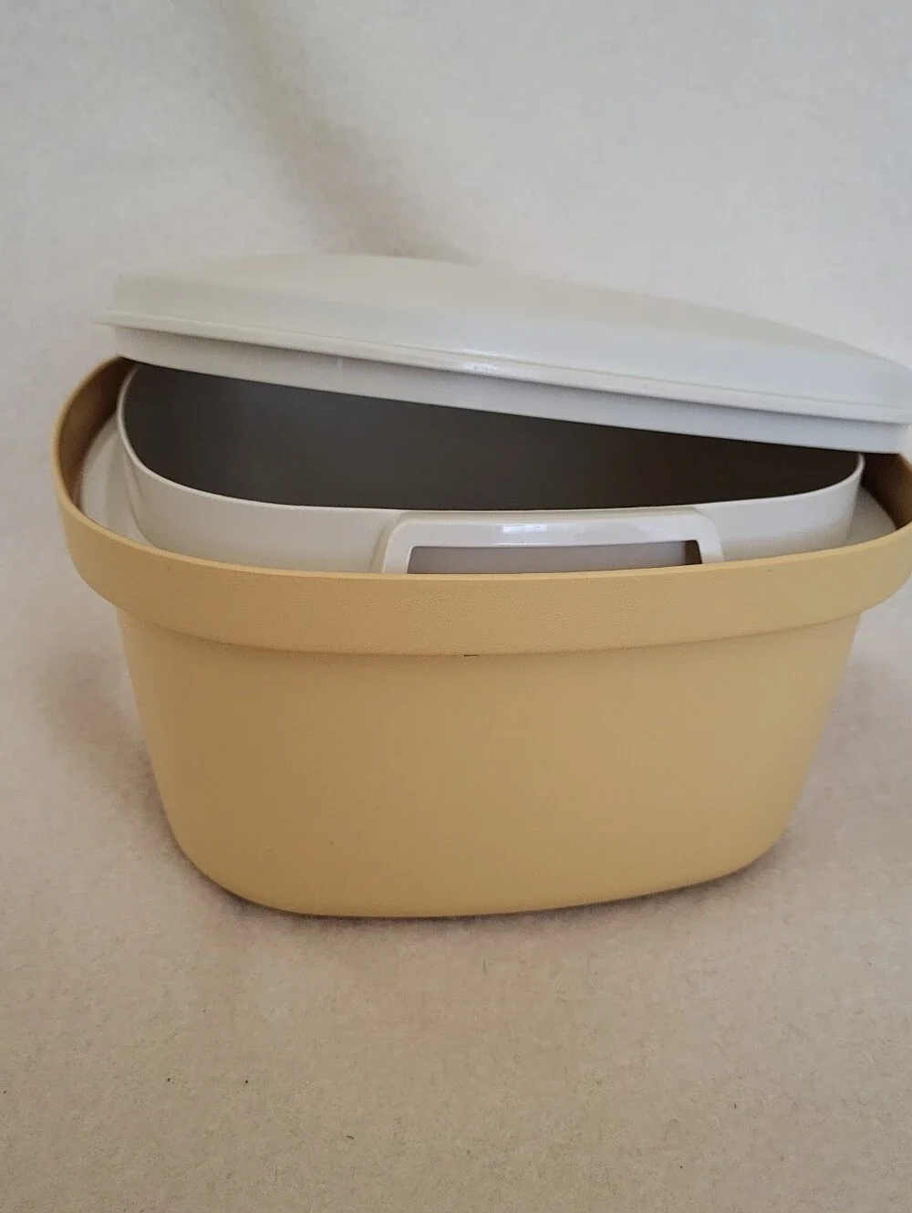 Vintage Tupperware Steam N Store Harvest Gold Bowl Lid Strainer 3 Piece Set